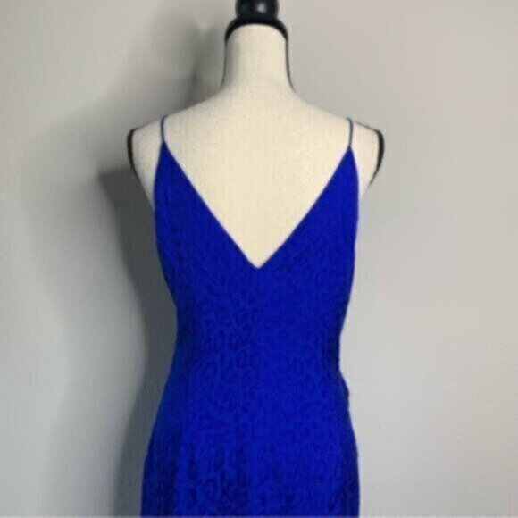 NWT Cushnie Royal Blue Leopard Cheetah Satin Wrap Dress - Picture 10 of 16